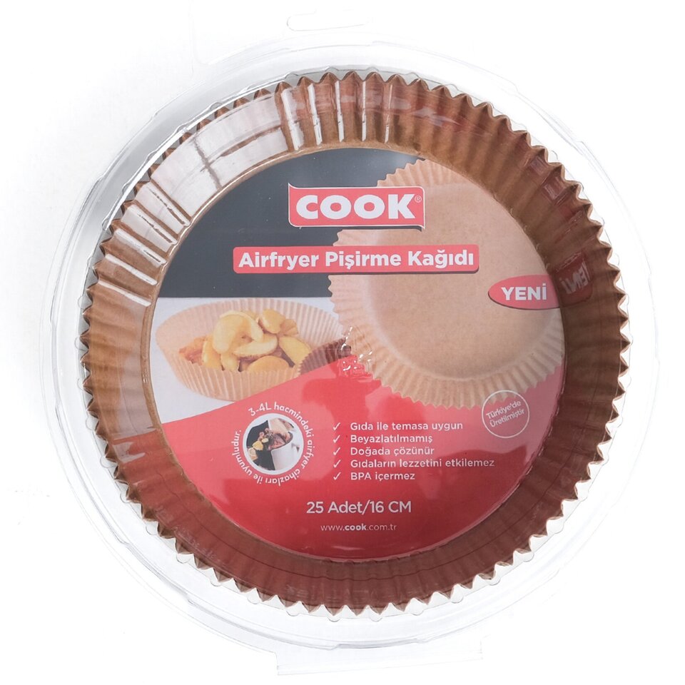 COOK AIRFRYER PİŞİRME KAĞIDI 16 CM 25'Lİ